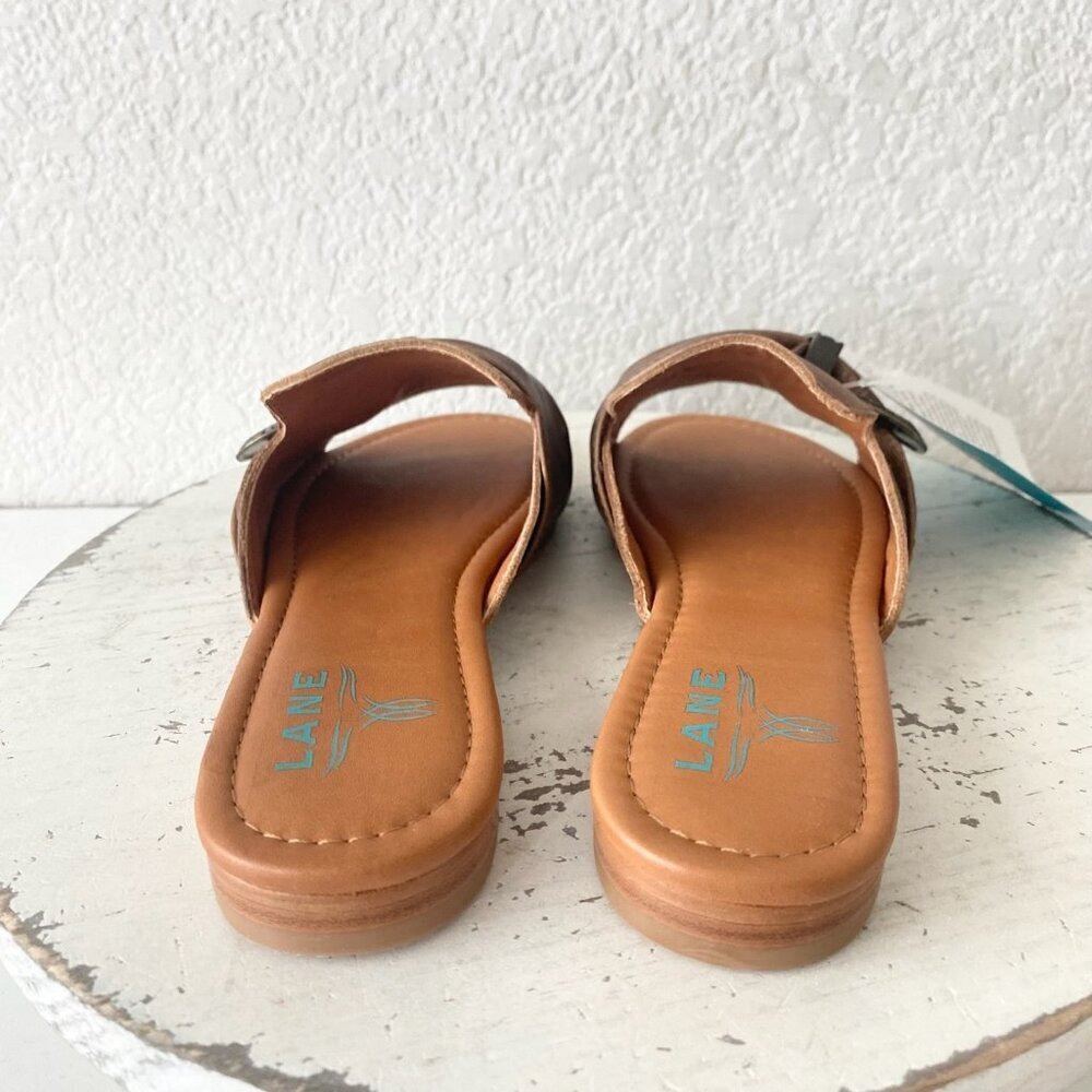 Lane Boots Womens Western Sandals 7.5 Brown Casual Cowgirl Slip on Buckle Flats - Picture 3 of 10